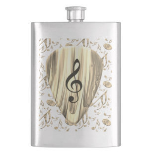 Personalised Music Note Guitar Pick  Hip Flask