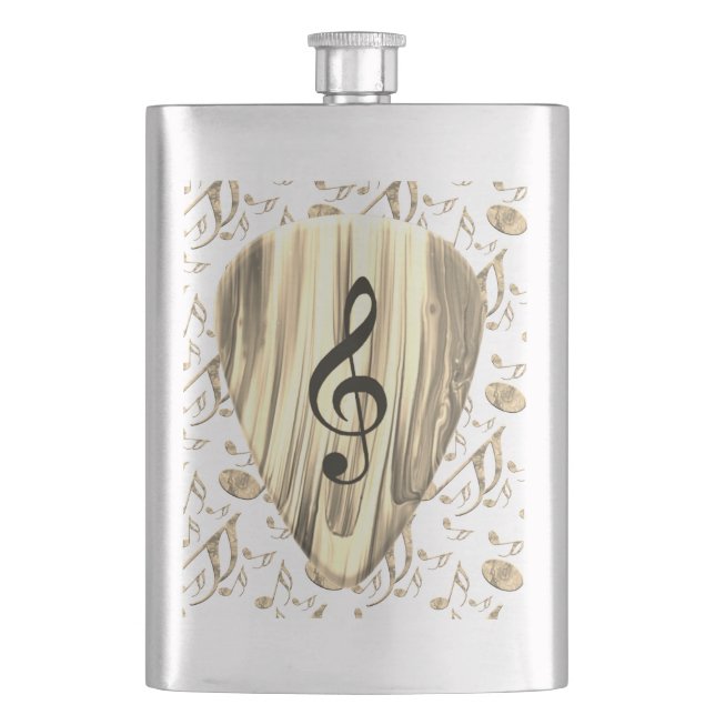 Personalised Music Note Guitar Pick  Hip Flask (Front)