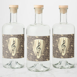 Personalised Music Note Guitar Pick  Liquor Bottle Label