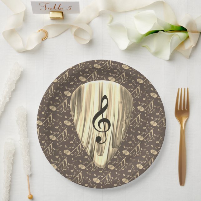 Personalised Music Note Guitar Pick  Paper Plate (Wedding)