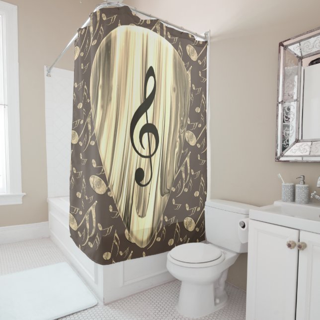 Personalised Music Note Guitar Pick  Shower Curtain (In Situ)