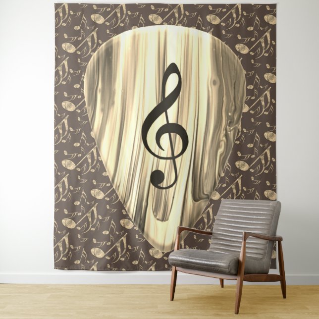 Personalised Music Note Guitar Pick  Tapestry (In Situ)