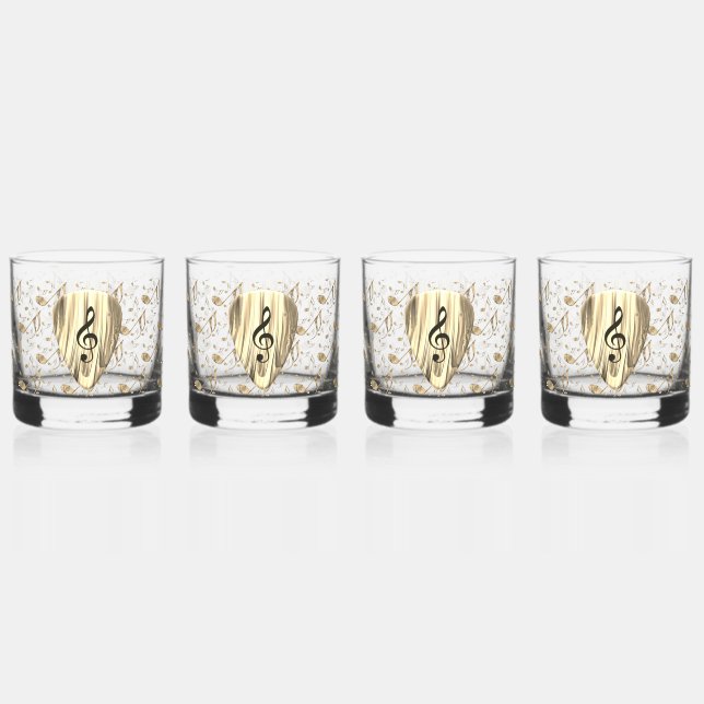 Personalised Music Note Guitar Pick  Whiskey Glass (Front)