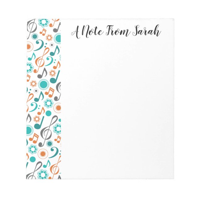 Personalised Music Notes and Clefs Notepad (Front)