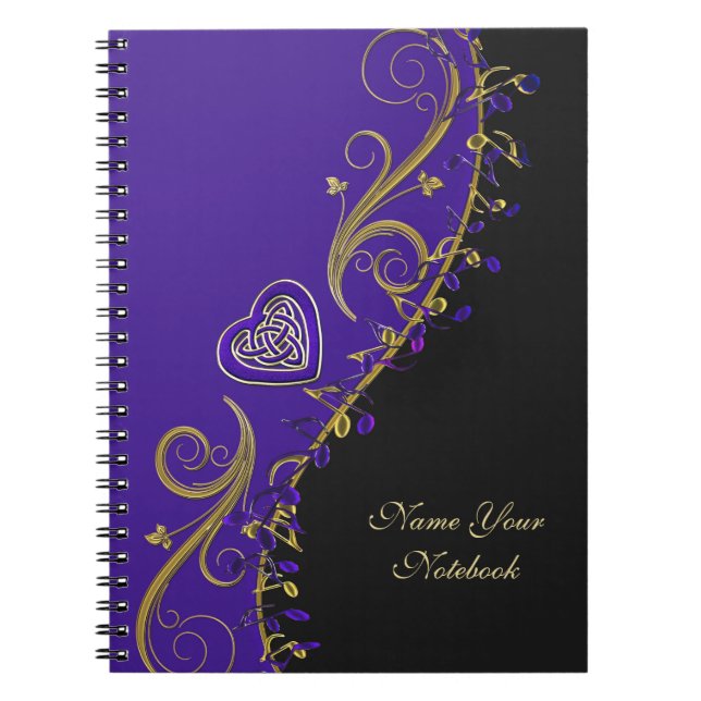 Personalised Music Notes Celtic Heart Notebook (Front)