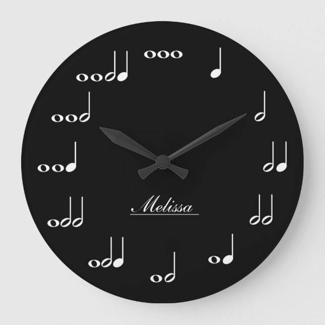 Personalised Music Notes Large Clock (Front)