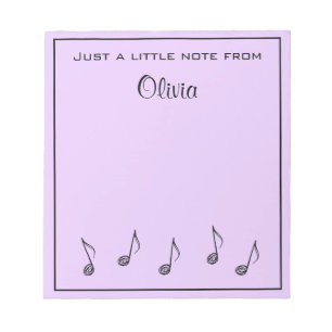 Personalised Music Notes Lavender Notepad