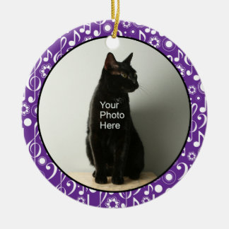 Personalised Music Notes Photo Ornament - Purple
