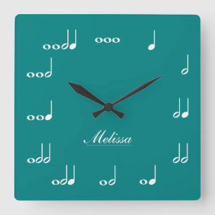 Personalised Music Notes Square Wall Clock
