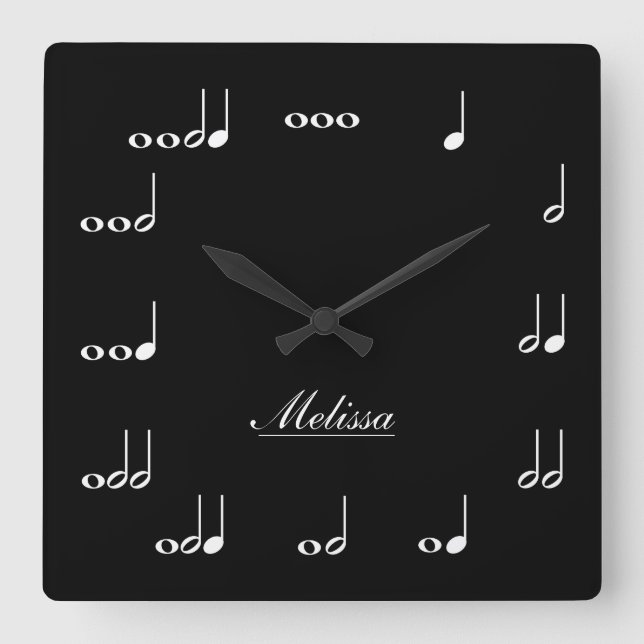 Personalised Music Notes Square Wall Clock (Front)