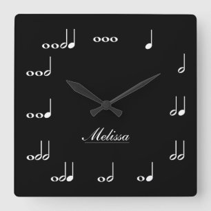 Personalised Music Notes Square Wall Clock