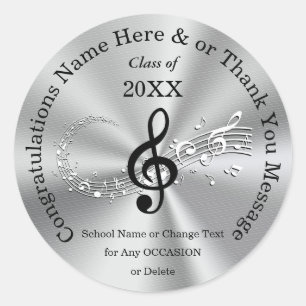 Personalised Music Notes Stickers for Graduation