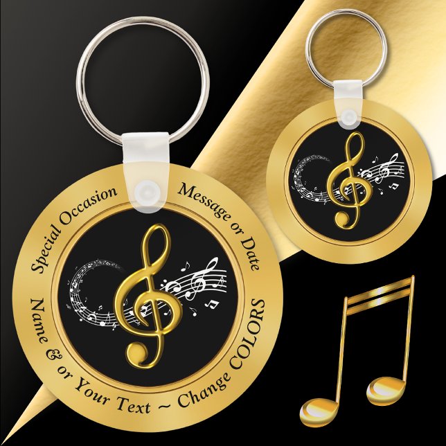 Personalised Music Party Favours for Any Occasion Key Ring (Musical Party Favors. Music theme birthday party ideas. Music theme graduation. Music party favors.)