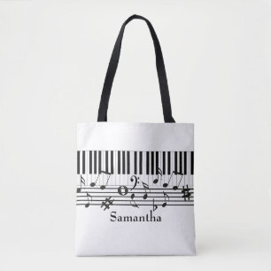 Personalised Music Piano Treble Clef Tote Bag