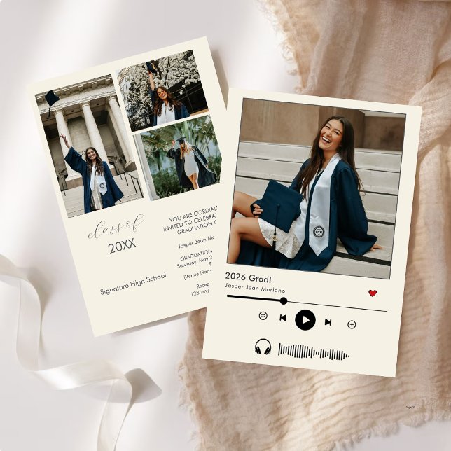 Personalised Music Player Class of 2025 graduation Invitation (Creator Uploaded)