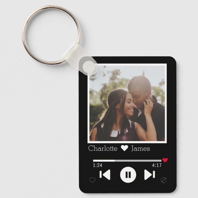 Personalised Music Player Photo Key Ring (Front)