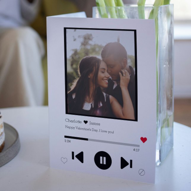 Personalised Music Player Valentines Photo Card (Personalized Music Player Valentines Photo Card by Ricaso . Add photograph and text. couple cards)