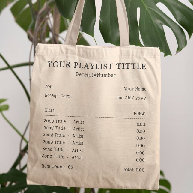 Personalised Music Playlist - Song Receipt Tote Bag (Creator Uploaded)