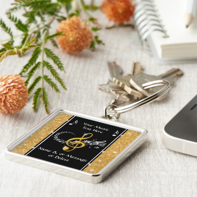 Personalised Music Related Gifts for Her, Music Key Ring (Side)
