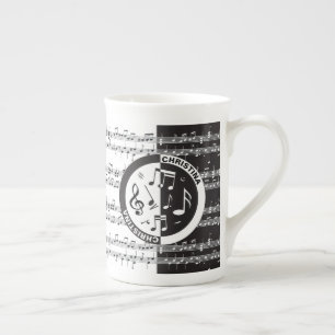 Personalised music score design bone china mug