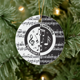 Personalised music score design ceramic tree decoration