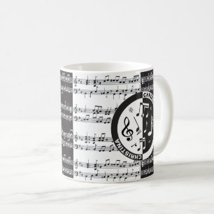 Personalised music score design coffee mug