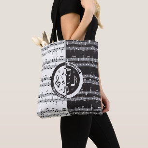 Personalised music score design tote bag