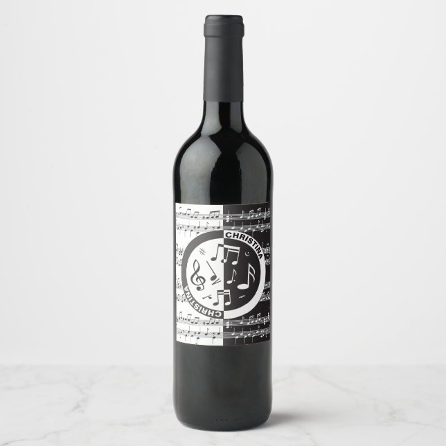 Personalised music score design wine label (Front)