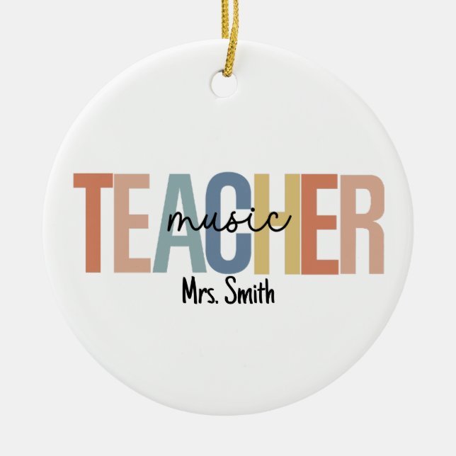 Personalised Music Teacher Christmas Ceramic Tree Decoration (Front)