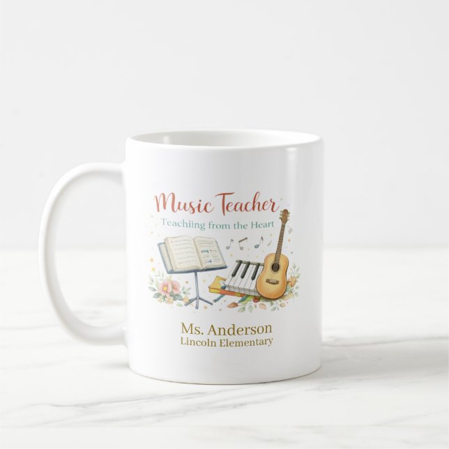 Personalised Music Teacher Gift Coffee Mug (Left)