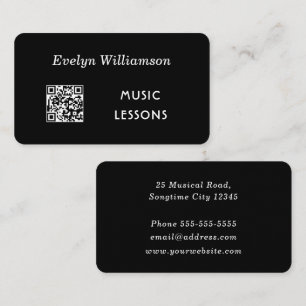 Personalised Music Teacher Minimalist Black White Business Card