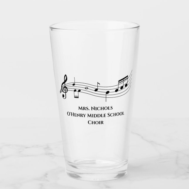 Personalised Music Teacher Musical Notes Glass (Front)