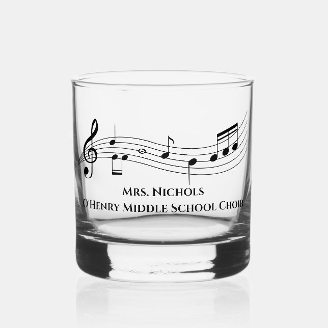 Personalised Music Teacher Musical Notes Whiskey Glass (Front)