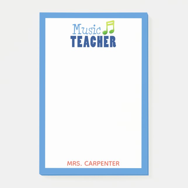 Personalised Music Teacher Post-it Notes (Front)