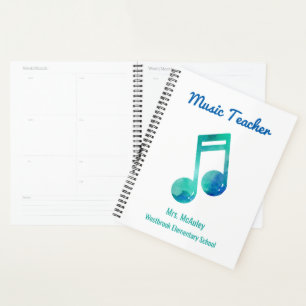 Personalised Music Teacher Watercolor Musical Note Planner