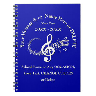 Personalised Music Themed Notebook in Your COLORS