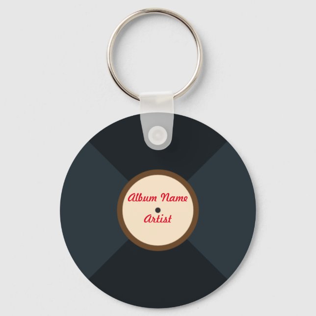 Personalised music vinyl record key ring (Front)