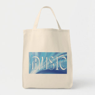 Personalised MUSIC with blue swirl tote