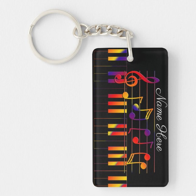 Personalised Musical Keyboard Key Ring (Front)