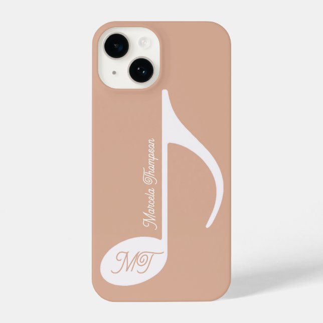 Personalised Musical Note Dusty Rose iPhone Case (Back)