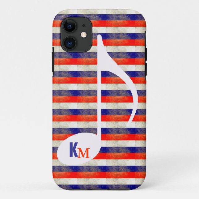 personalised musical note stripes Case-Mate iPhone case (Back)