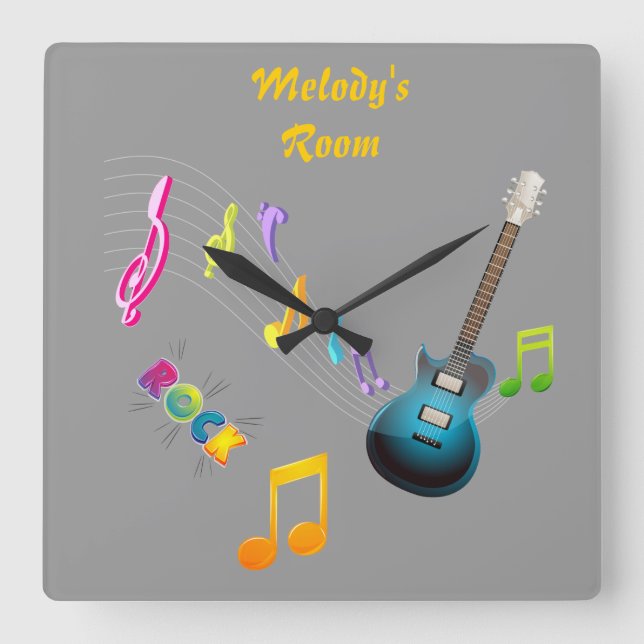 Personalised Musical Notes & Guitar Clock (Front)