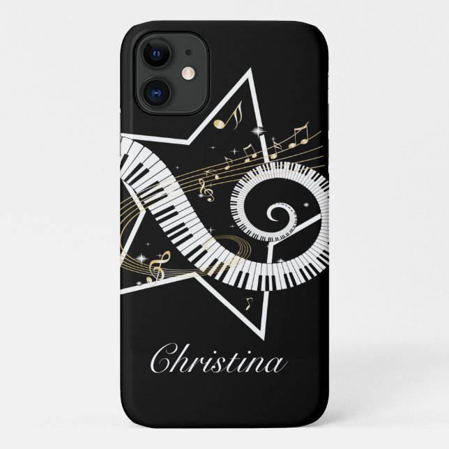 Personalised Musical Star golden notes Case-Mate iPhone Case (Back)