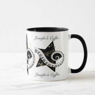 Personalised Musical Star golden notes Mug