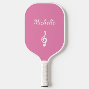 Personalised Musical Treble Clef Cute Pink Pickleball Paddle