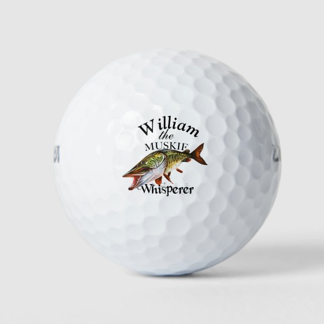 Personalised Muskie Whisperer Fisherman Golf Balls (Front)
