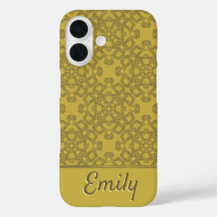 Personalised Mustard Yellow Pattern iPhone 16 Case