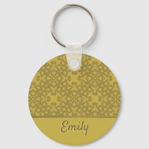 Personalised Mustard Yellow Pattern Key Ring