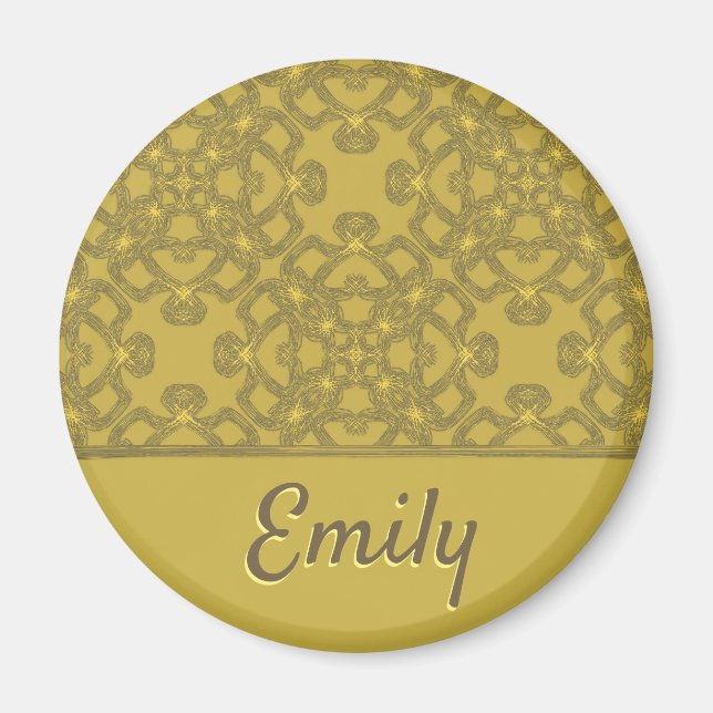Personalised Mustard Yellow Pattern Magnet (Front)