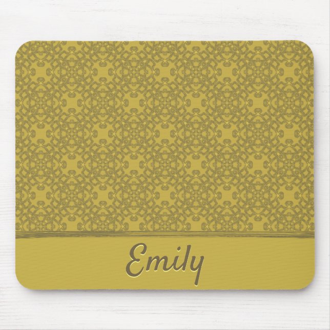 Personalised Mustard Yellow Pattern Mouse Mat (Front)